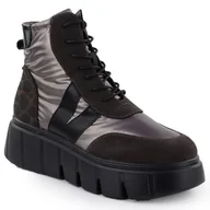 Botki damskie - Botki damskie na grubej podeszwie brązowe Vinceza 26-58562 - miniaturka - grafika 1