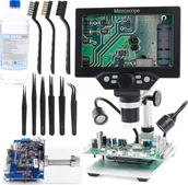 Mikroskopy i lupy - Mikroskop Cyfrowy dla Elektronika Techrebal x1200 Uchwyt IPA MAX Pęsety - miniaturka - grafika 1