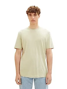 T-shirt męski TOM TAILOR Denim o dopasowanym kroju, w jednolitych kolorach, wykonany z bawełny, 32246-groszek ogrodowy, XL - Koszulki męskie - miniaturka - grafika 1
