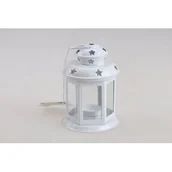 Ozdoby bożonarodzeniowe - Latarenka metalowa 9,5 x 12,5 cm biała - miniaturka - grafika 1