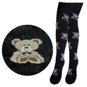 Rajstopy - RAJSTOPY DZIECIĘCE BAWEŁNIANE CIEPŁE GRUBE RAJTUZY RAJTUZKI BAWEŁNIANE MISIE CZARNE 128/134 - miniaturka - grafika 1