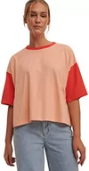 Koszulki i topy damskie - NA-KD Damska koszulka z organicznym blokowanym boksem, Koralny/czerwony, XXS - miniaturka - grafika 1