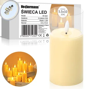 Świeca LED Heckermann RF-0001 - Świece - miniaturka - grafika 1