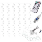 Oświetlenie świąteczne - Lampki LED kurtyna girlanda druciki 3x3m 300LED zimny biały pilot USB - miniaturka - grafika 1