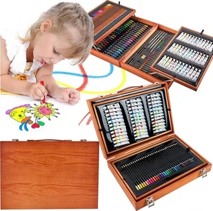 ZESTAW ARTYSTYCZNY 174 szt. DREWNIANA WĄSKA WALIZKA MATISSE150 - Zabawki kreatywne - miniaturka - grafika 1