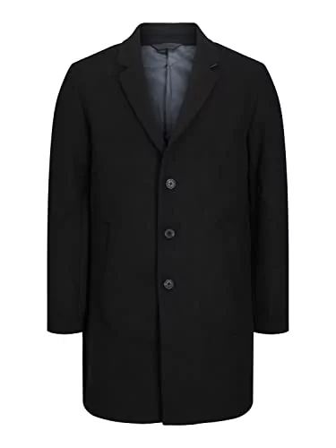 Bestseller A/S Męski płaszcz wełniany JJEMORRISON Wool Coat SN, czarny, XL, czarny