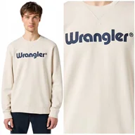 Bluzy męskie - Wrangler LOGO CREWNECK SWETASHIRT Vintage White bawełniana bluza z logo 3XL - miniaturka - grafika 1
