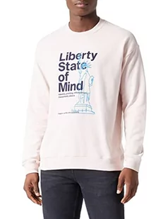 United Colors of Benetton Męska Bluza Bez Kaptureka, Różowy Jasny 3v5, L - Bluzy męskie - miniaturka - grafika 1