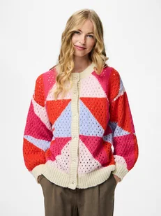 Pieces Kardigan w kolorze beżowo-różowym - Swetry damskie - miniaturka - grafika 1