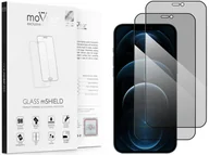 Szkła hartowane na telefon - 2 szt. | moVear 2.5D MAX privacy - Prywatyzujące szkło hartowane do Apple iPhone 12 Pro Max (6.7") na Cały Ekran | antySpy, do etui, fullGlue, 9H - miniaturka - grafika 1