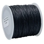 Półfabrykaty do biżuterii - SZNUREK bawełniany woskowany 0.8mm 25m czarny - miniaturka - grafika 1