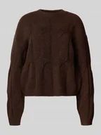 Swetry damskie - Sweter o kroju relaxed fit z dzianiny z dodatkiem wełny model ‘JENNA’ - miniaturka - grafika 1
