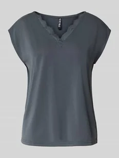 T-shirt o luźnym kroju z obszyciem koronką model ‘KAMALA’ - Koszulki i topy damskie - miniaturka - grafika 1