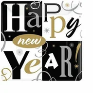 Sylwester - Talerzyki papierowe Happy New Year - 23 cm - 8 szt. - miniaturka - grafika 1