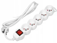 Przedłużacze i rozgałęźniki - HBF Pięciokrotny 1,5 Metra Biały Wyłącznik - miniaturka - grafika 1