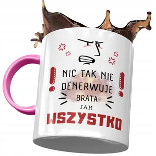 Kubek Różowy Dla Brata na Urodziny Prezent z Nadrukiem ze Zdjęciem + Opakowanie na prezent (wzór 01) - Kubki - miniaturka - grafika 1