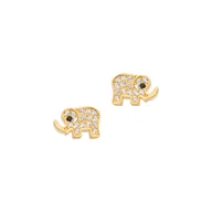 Biżuteria dla dzieci - Srebrne Pozłacane Kolczyki 925 Słonik białe cyrkonie - miniaturka - grafika 1