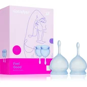 Kosmetyki do higieny intymnej - Satisyfer Dwa kubeczki menstruacyjne Satisfyer Feel Good Menstrual Cup Set Ciemny niebieski - miniaturka - grafika 1