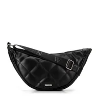 Torebki damskie - Damska torebka crossbody w geometryczne przeszycia czarno - srebrna - miniaturka - grafika 1