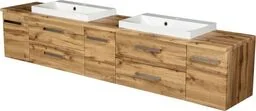 Szafka łazienkowa dąb naturalny 210 cm FOKUS NEW z blatem i dwiema umywalkami - Szafki łazienkowe Szafka łazienkowa dąb naturalny 210 cm FOKUS NEW z blatem i dwiema umywalkami - Szafki łazienkowe - miniaturka - grafika 1