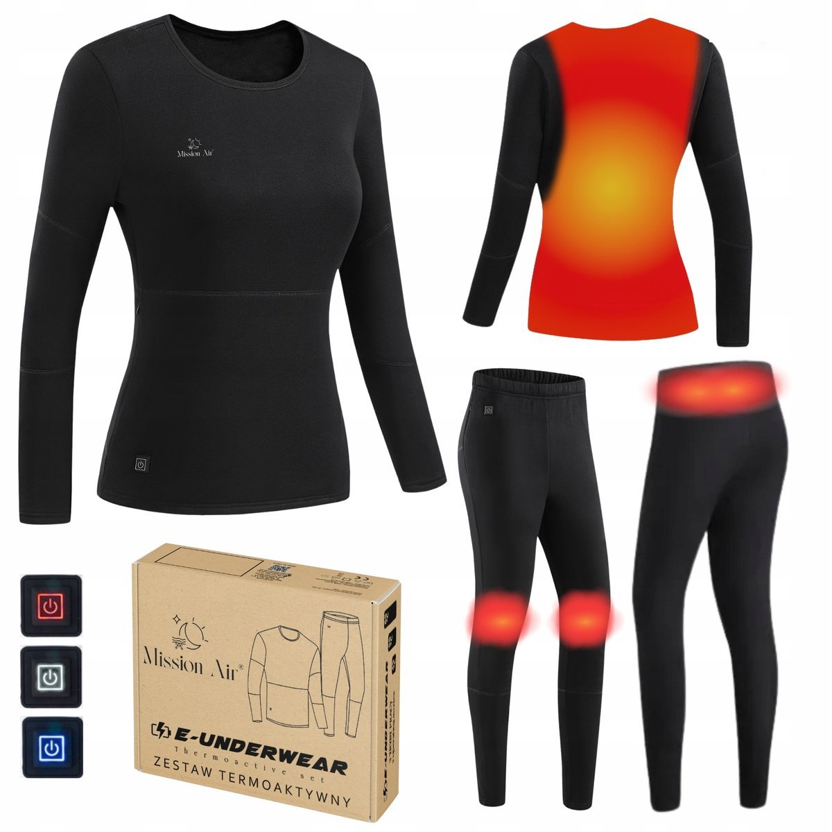 Damska bielizna termoaktywna podgrzewana E-UNDERWEAR rozmiar S + 2xPowerbank