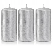 Świece - Świece ozdobne srebrne walec kokon 12/6 zestaw 3 - miniaturka - grafika 1