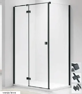 Askopol AKSI BLACK PLUS Kabina narożna prostokątna 100x90 lewa z powłoką ASKOCLEAN - Kabiny prysznicowe - miniaturka - grafika 1