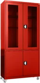 Meble i wyposażenie gabinetów medycznych - MDW/2k.3020 mobilna szafa lekarska 2-skrzydłowa 2-komorowa czerwona na kołach - miniaturka - grafika 1