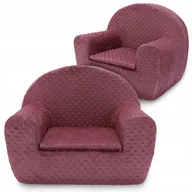 Fotele i pufy dla dzieci - Fotel Dla Dziecka Fotelik Pluszowy Pufa Różowy W Kropki Tkanina Minky Bobas - miniaturka - grafika 1