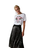 Koszulki i topy damskie - Trendyol Damska koszulka z dzianiny z okrągłym dekoltem i okrągłym dekoltem, biały, XS - miniaturka - grafika 1