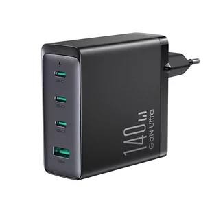 Szybka ładowarka sieciowa GaN 140W 3 x USB-C / USB-A Joyroom JR-TCG05EU - czarna + kabel USB-C - USB-C 240W 1.2m - Ładowarki do telefonów - miniaturka - grafika 1