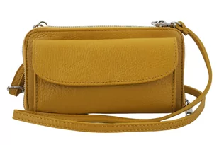 Barberini's Portfel z etui na telefon ze skóry licowej - Żółty ciemny idx_909-43 - Portfele - miniaturka - grafika 1