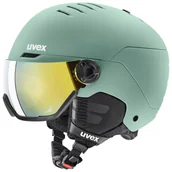 Kaski narciarskie - Uvex Wanted Visor, kask narciarski z przyłbicą, jasnozielony - miniaturka - grafika 1