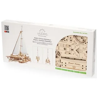 UGEARS 3D Puzzle Trimaran Merihobus statek żaglówka puzzle drewniane modelarstwo zestaw do zabawy - DIY puzzle zabawka edukacyjna - ekologiczne drewno zestaw do budowy modelu - dla dorosłych i dzieci - Modele do sklejania - miniaturka - grafika 1