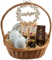 Kosz prezentowy podziękowania dla rodziców, świadków. Personalizowany grawer - Zestawy upominkowe Kosz prezentowy podziękowania dla rodziców, świadków. Personalizowany grawer - Zestawy upominkowe - miniaturka - grafika 1