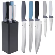 Noże kuchenne - Excellent Houseware Nóż noże kuchenne w CZARNYM STOJAKU zestaw komplet noży 5 sztuk - miniaturka - grafika 1