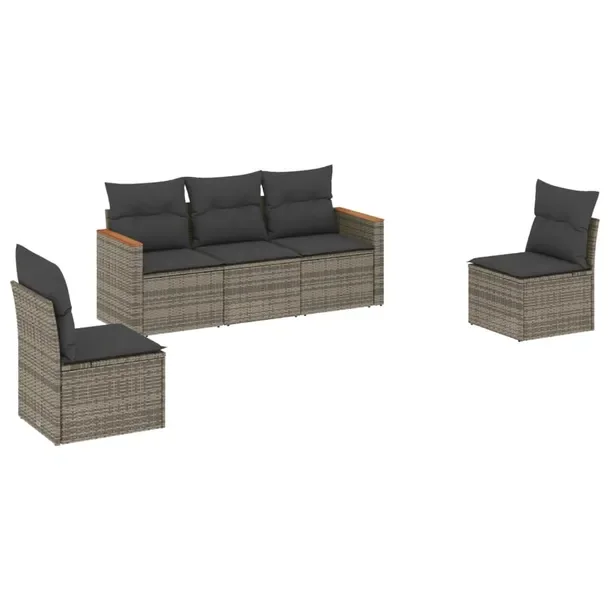 Modułowy zestaw mebli ogrodowych z szarego rattan PE, 55x62x69 cm