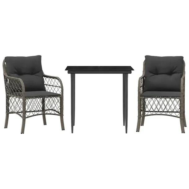 Zestaw Bistro Ogrodowy z Rattanu PE, Stół 80x80x74 cm, Krzesła 58,5x67x8