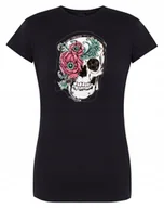 Koszulki i topy damskie - T-Shirt damski nadruk Czaszka z Kwiatami r.XXL - miniaturka - grafika 1