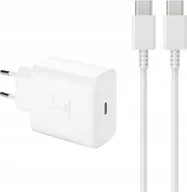 Ładowarki do telefonów - Ładowarka . ŁADOWARKA SIECIOWA 45W BIAŁA PD TYP-C SINGLE 22 + KABEL TYP-C DO TYP-C - miniaturka - grafika 1