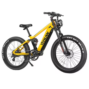 Elektryczny rower górski Vitilan T7, grube opony CST 26*4,0 cali, silnik Bafang 750W, bateria 48V 20Ah - żółty - Rowery elektryczne - miniaturka - grafika 1