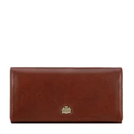 Portfele - Damski portfel ze skóry z herbem duży jasny brąz - miniaturka - grafika 1