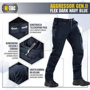 M-Tac - Spodnie taktyczne Aggressor Gen.II Flex - Ripstop - Granatowe - 20058015 - Odzież taktyczna i umundurowanie - miniaturka - grafika 3