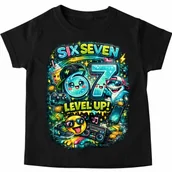 Koszulki dla dziewczynek - Koszulka z modnym motywem six seven - miniaturka - grafika 1
