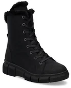 Botki damskie - Buty damskie zimowe botki ocieplane czarne wysokie Rieker X3402-00-38 - miniaturka - grafika 1