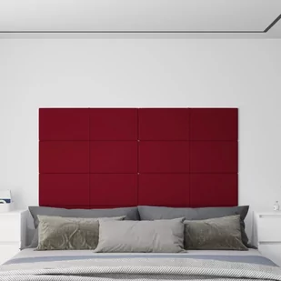 Panele ścienne, 12 szt., kolor wina, 90x30 cm, aksamit, 3,24 m² - Panele ścienne i boazeria - miniaturka - grafika 1