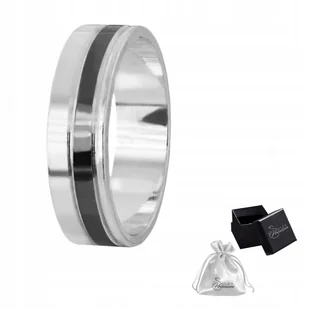 Pierścionek srebro pr. 925 Obrączka z Czarnym Paskiem szer. 6 mm r.15 - Pierścionki - miniaturka - grafika 1