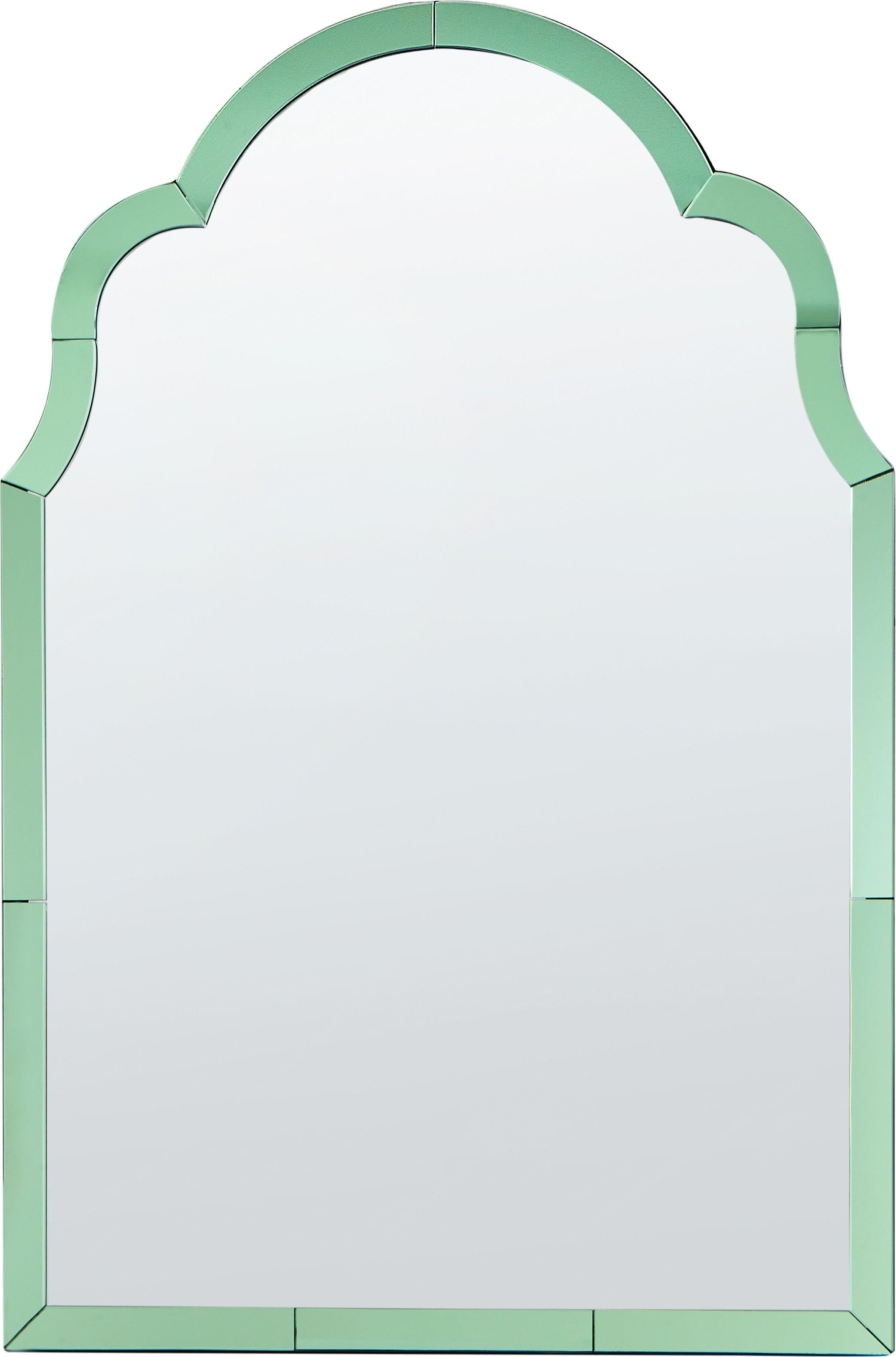 BELIANI Lustro ścienne zielone rama MDF 60 x 89 cm w stylu art déco zaokrąglona rama