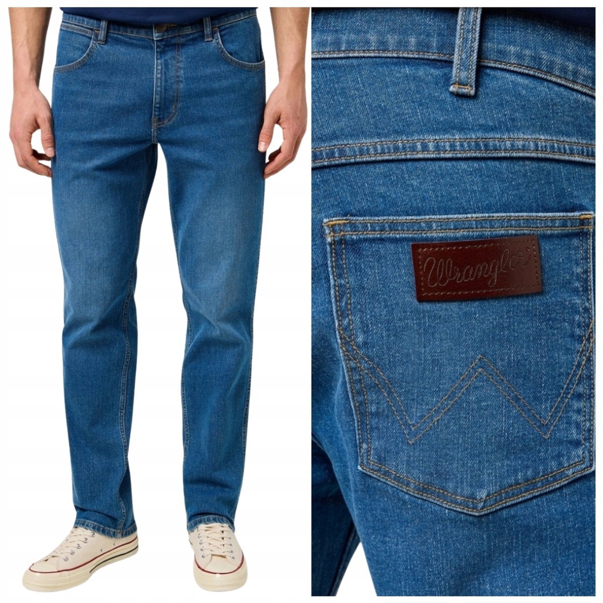 Wrangler GREENSBORO Oakwood Blue DżINS proste spodnie jeansowe W42 L34