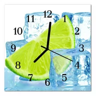 Zegary - Zegar szklany ścienny Cichy Limonka lodowe Lód - miniaturka - grafika 1
